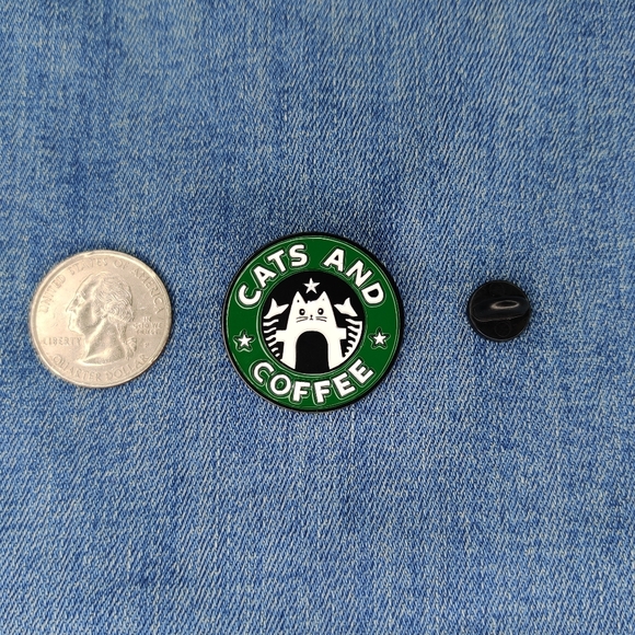 2/$20 Cats and Coffee Starbucks Themed Enamel Pin - Picture 3 of 5